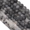 4 6 8 10 12mm Natural Stone Beads Silver Grey Crystal Round Loose Beads For Jewelry Making DIY Bracelets Necklace Accessories