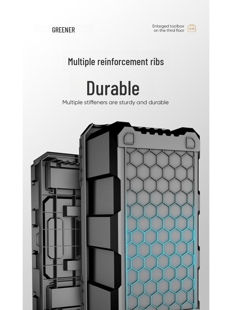 Zielony Las Przenośny Trójwarstwowy Wielofunkcyjny Przybornik: Składany Magazyn Przemysłowy na Sprzęt Domowy i Samochodowy