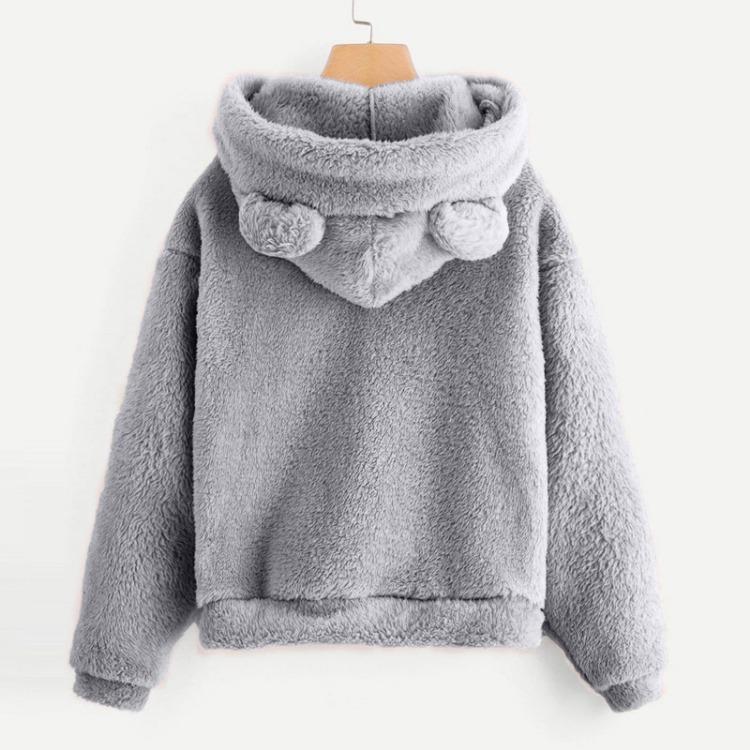 Felpa con Cappuccio Orecchie d'Orso Carine Pullover da Donna Manica Lunga Felpe in Peluche