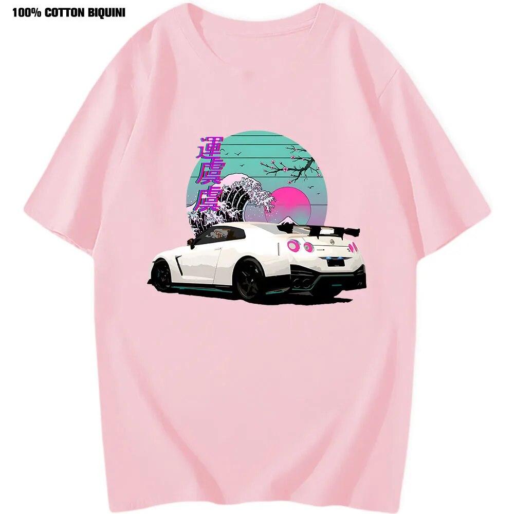 Anime Initial D T Shirt For R35 Skyline GTR Vaporwave JDM Legend Car Print Shirt Unisex Short Sleeve 100% Cotton Graphic T Shirts