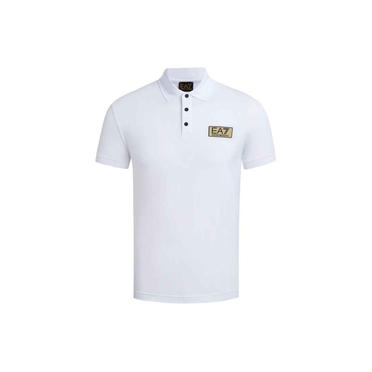 Emporio Armani EA7 SS24 Logo Letterprint Casual Korte Mouw Polo Shirt Heren tops Wit 3DPF02-PJ5AZ-1100 XXL
