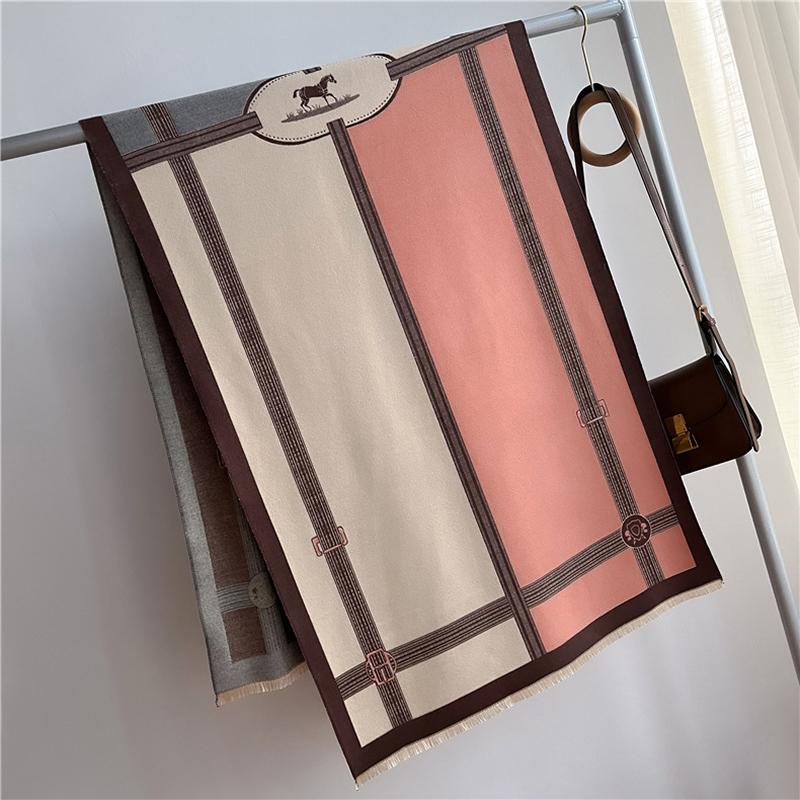 Autumn Winter Scarf Women Pashmina Shawls And Wraps Cashmere Blanket Warm Thick Stoles For Lady Outdoor Bufanda  New Print