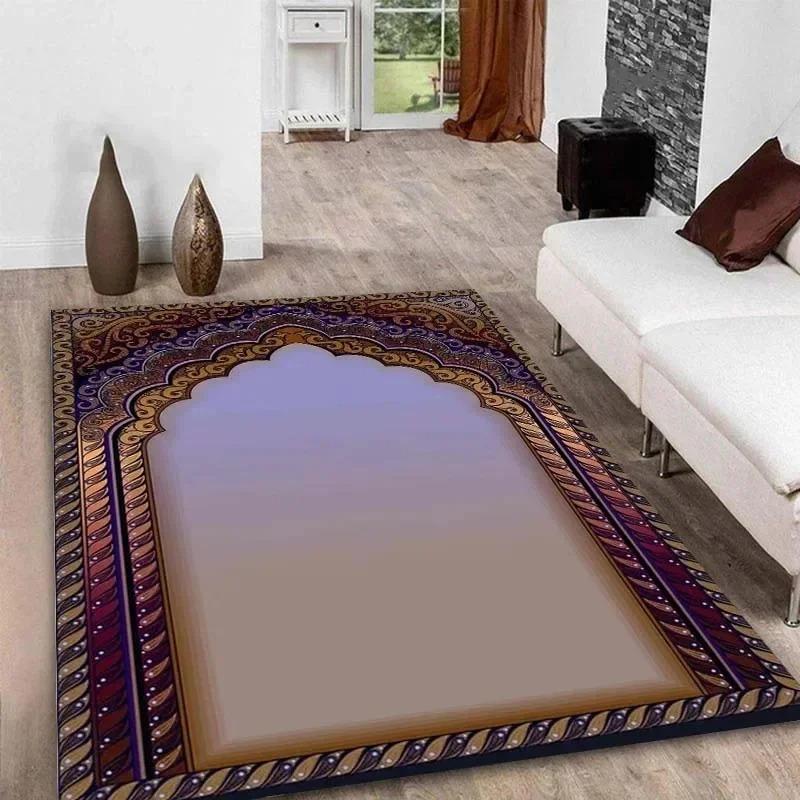 

Ramadan Kareem Carpets Muslim Prayer Floor Mat Soft Polyester Rug for Islam Festival Worship Anti-Slip Carpet Home Mosque Area 40x60CM