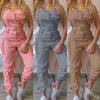 Ärmelloser Jumpsuit mit Gürtel für Damen - Knöchellange Arbeits-Overalls, Stil 2021 (F8H233)