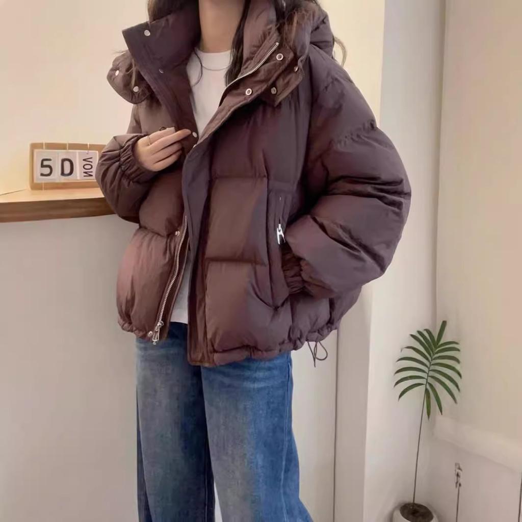 Down cotton-padded clothes women's autumn and winter short 2025 large size loose cotton clothes small man hooded warm casual jacket