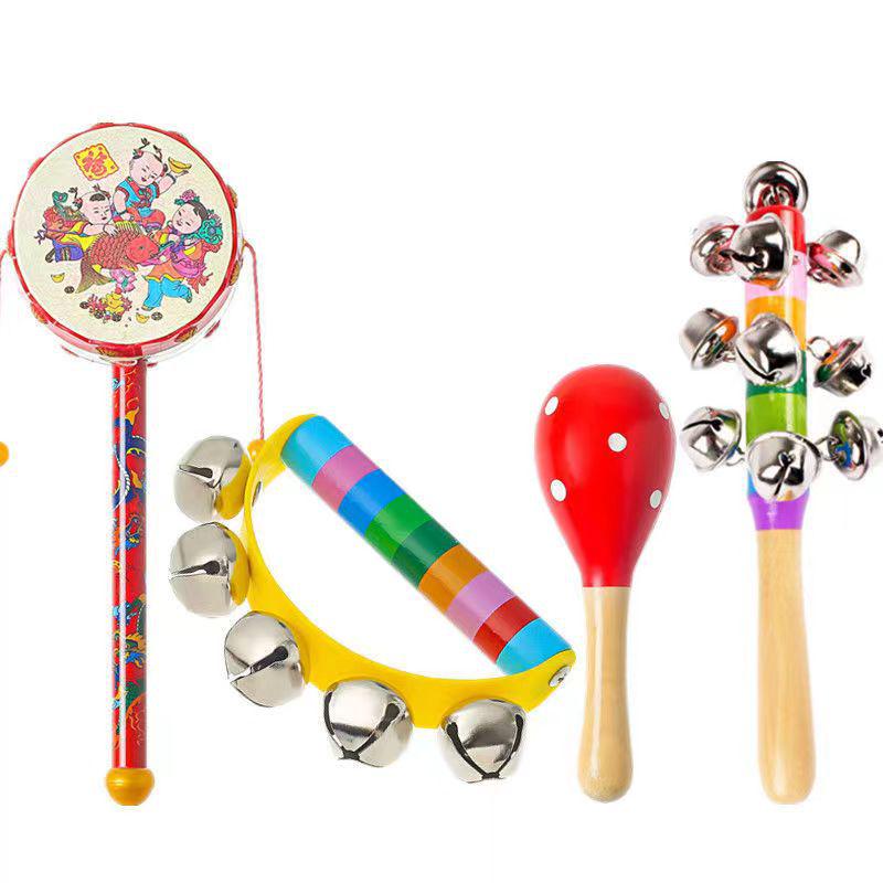 Wooden Baby Rattle Toy for Newborns and Toddlers (0-12 Months) - Grasping & Early Education Puzzle Handbell