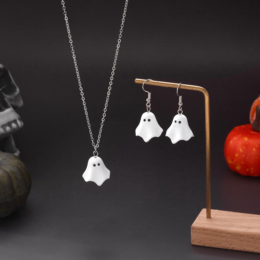 Cute Halloween Ghost Drop Earrings Hook for Women Men Necklace Metal Little Devil Earring Jewelry Festival Party Gift
