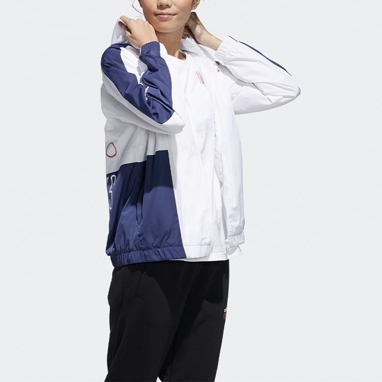 Adidas Neo Loose Fit Retro Sports Stand Collar Jacket Women Jacket White Blue GK1510