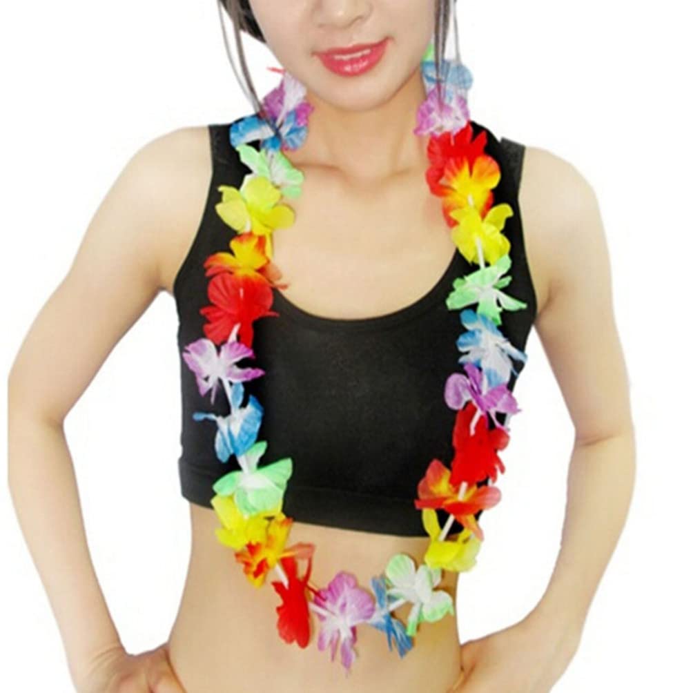 LIOOBO 20pcs Hawaiian Lei Flower Lei Garland Lei Hawaiian Lei Necklace Hibiscus Lei Hula Dance Hair Accessory Garland Party Photo Prop Colorful