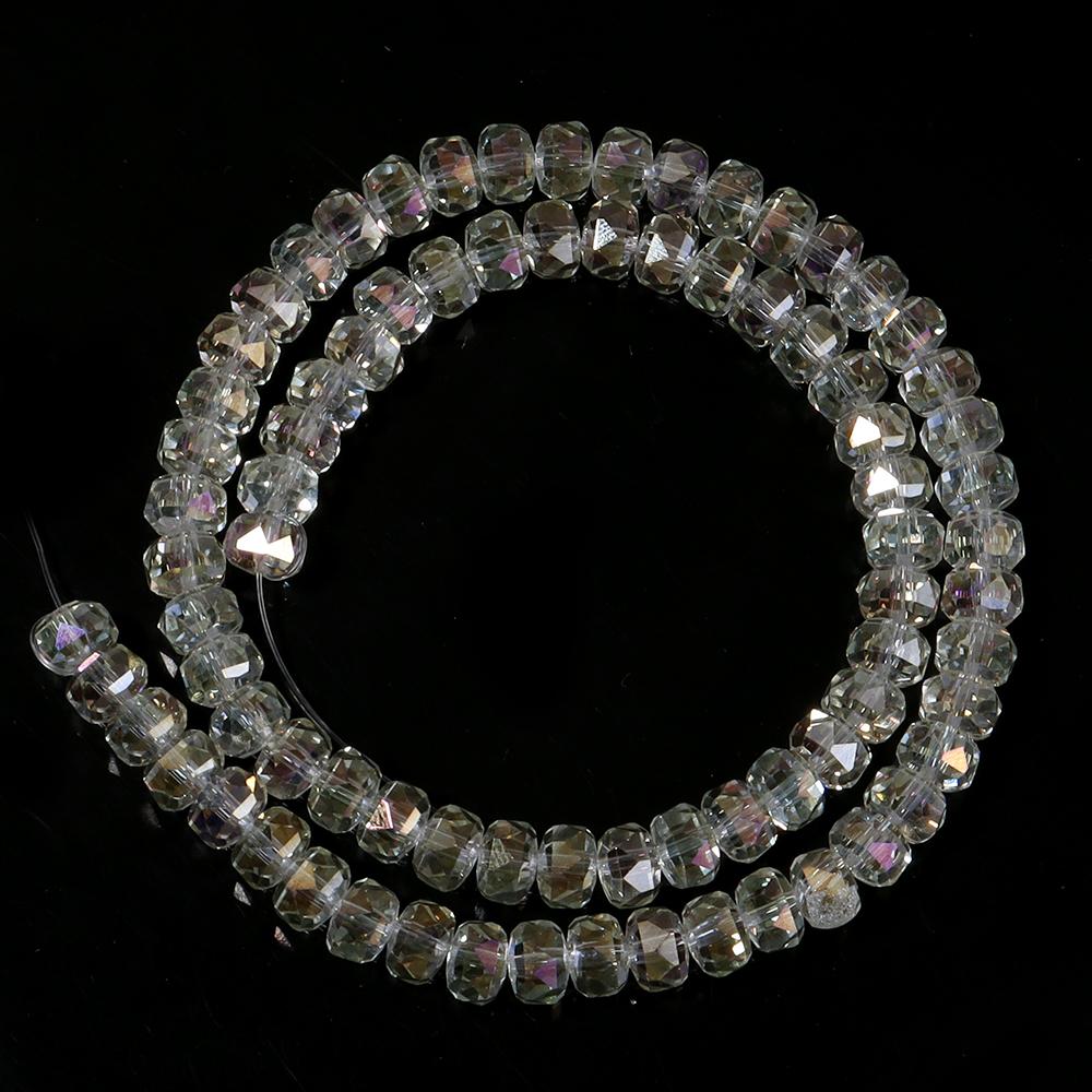 1 Strand 5x8mm Electroplated Glass Beads Transparent Colorful Wheel Shaped Loose Spaced Beads For DIY Bracelet Necklace Supplies