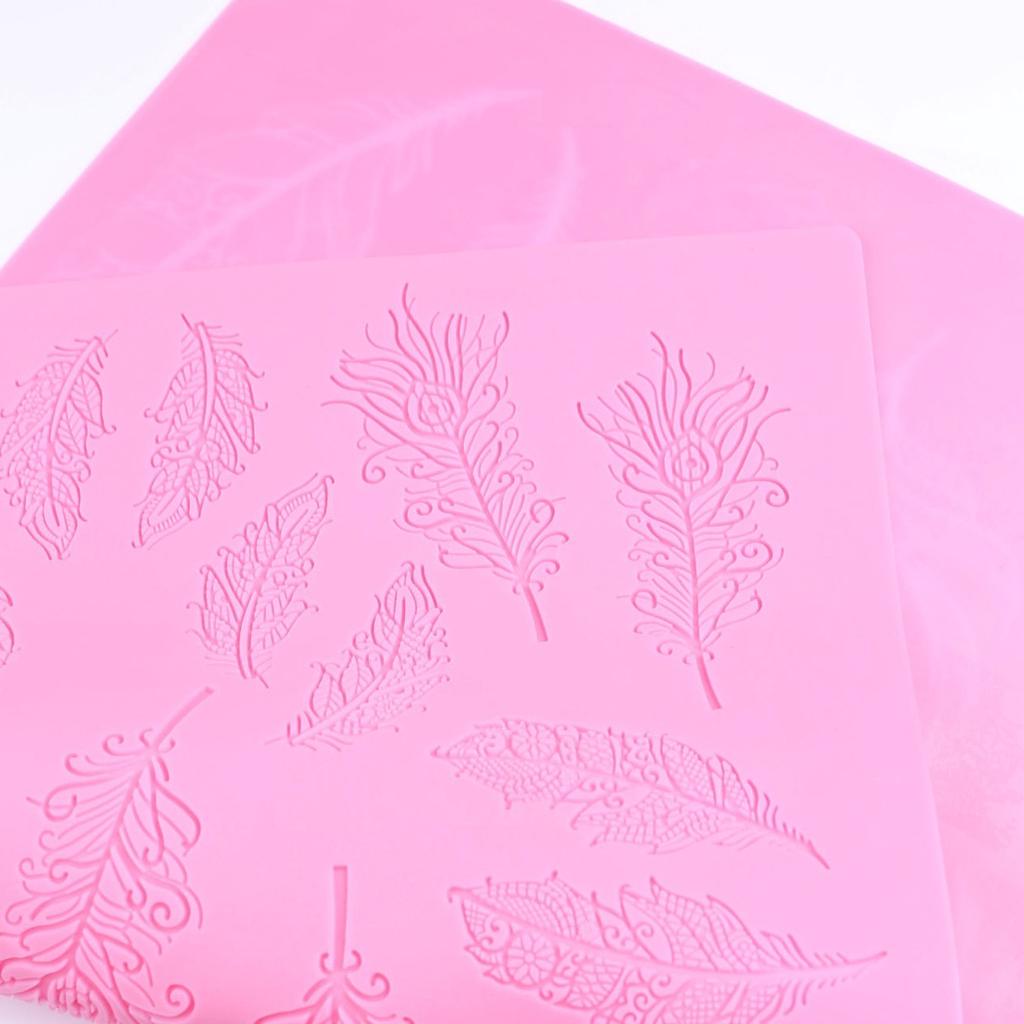 41*27 cm Retro spetsfjäderstruktur Spetsmatta Tårta Desertbordsdekoration Silikonform (slumpmässig färg