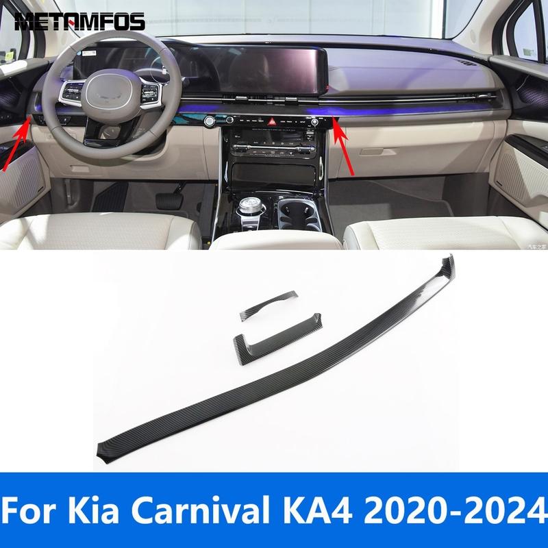 

Interior Accessories For Kia Carnival KA4 - 2024 Carbon Fiber Center Console Dashboard Panel Trim Sticker Car Styling