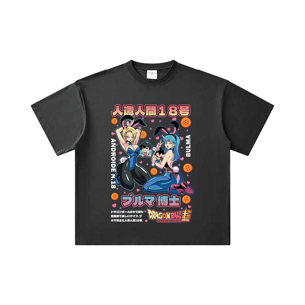 260 GSM Double Yarn 32 Count 100% Cotton Dragon Ball V26 Bulma Android Print Unisex Heavy Cotton T Shirt