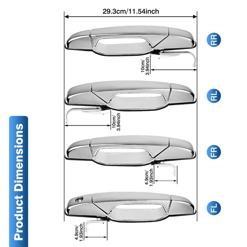 4pcs Outside Exterior Door Handle Front Rear Left Right for Chevrolet Silverado Tahoe GMC Sierra Yukon Cadillac Escalade Pickup