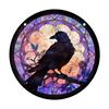 Raven Stained Glass Suncatcher Window Hanging Decoration Halloween Gothic Crow Glass Ornament for Window Home Kitchen