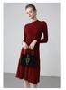 Women's Slim-Fit Over-the-Knee Cashmere Sweater Dress with Half-High Collar and Long Sleeves for Autumn-Winter.