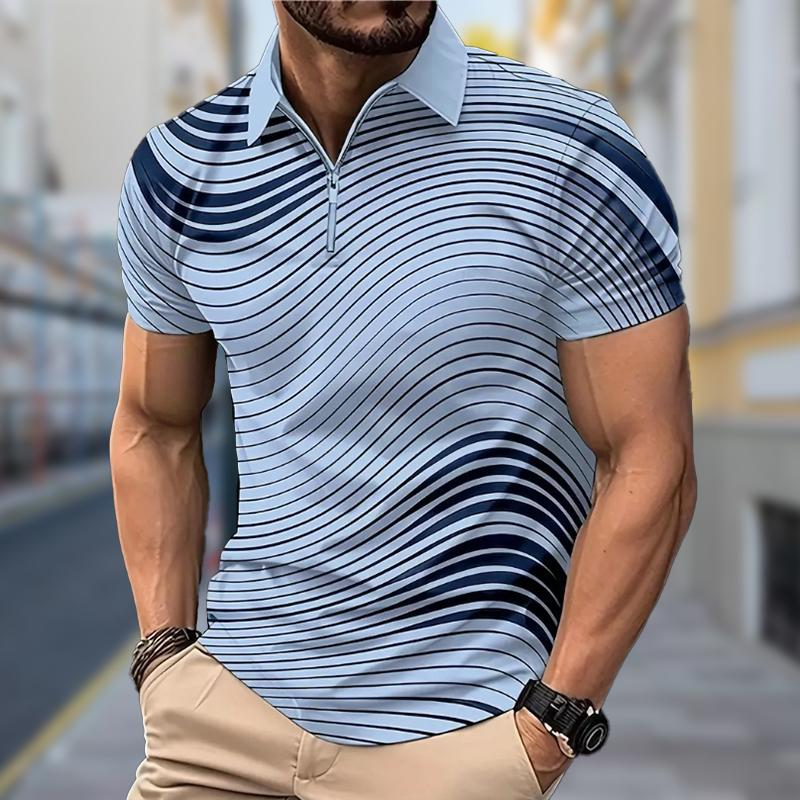 

Мужская рубашка поло повседневная на молнии с коротким рукавом модная повседневная на молнии лето весна стандартный крой нить градиент 3D принт рубашка 4XL коричневый