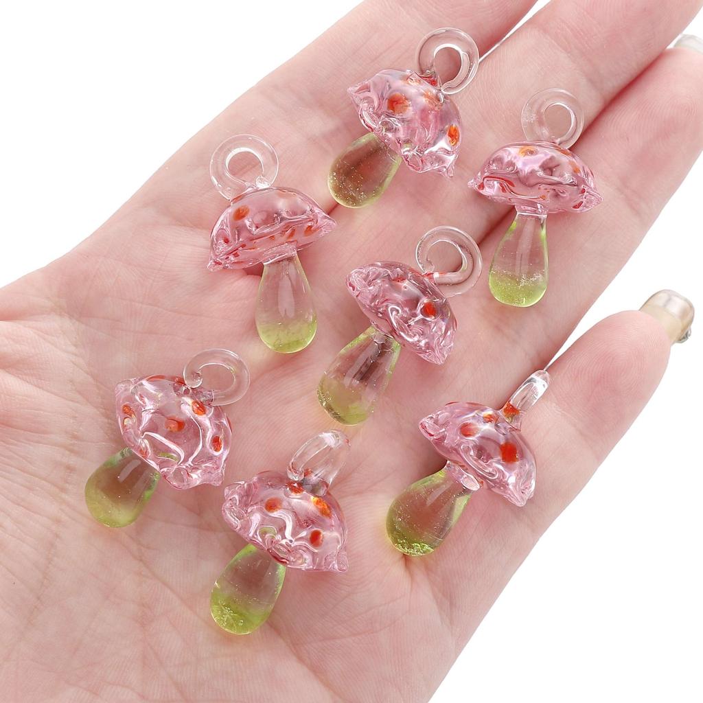 1 pezzo [17x16mm] Perline a forma di fungo in Vetro Colorato Dipinte a Mano Perline Fungo Tridimensionali Accessori Fai da Te per Gioielli Fatti a Mano
