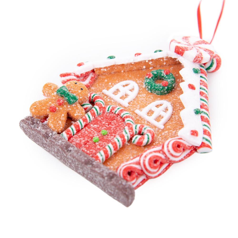 Christmas Polymer Clay Gingerbread House Ornaments, Xmas Tree Hanging Decorations (3 Pieces Per Set)