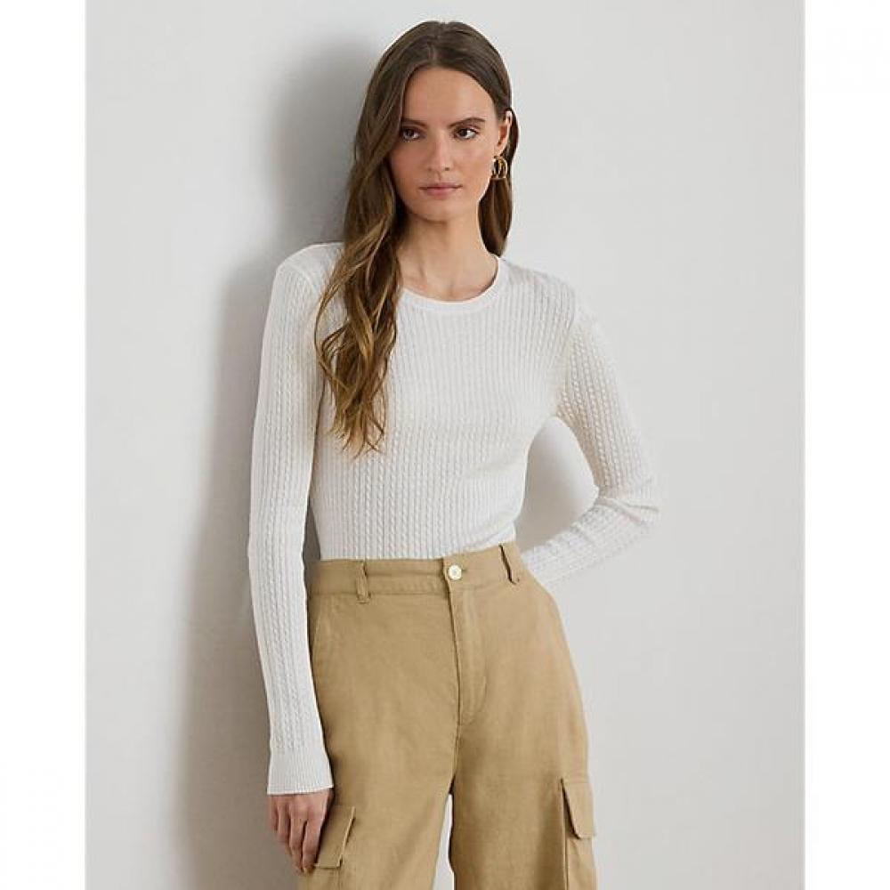 Lauren Ralph Lauren Mini Cable Crewneck Sweater Wmlrswes6820888100 XS