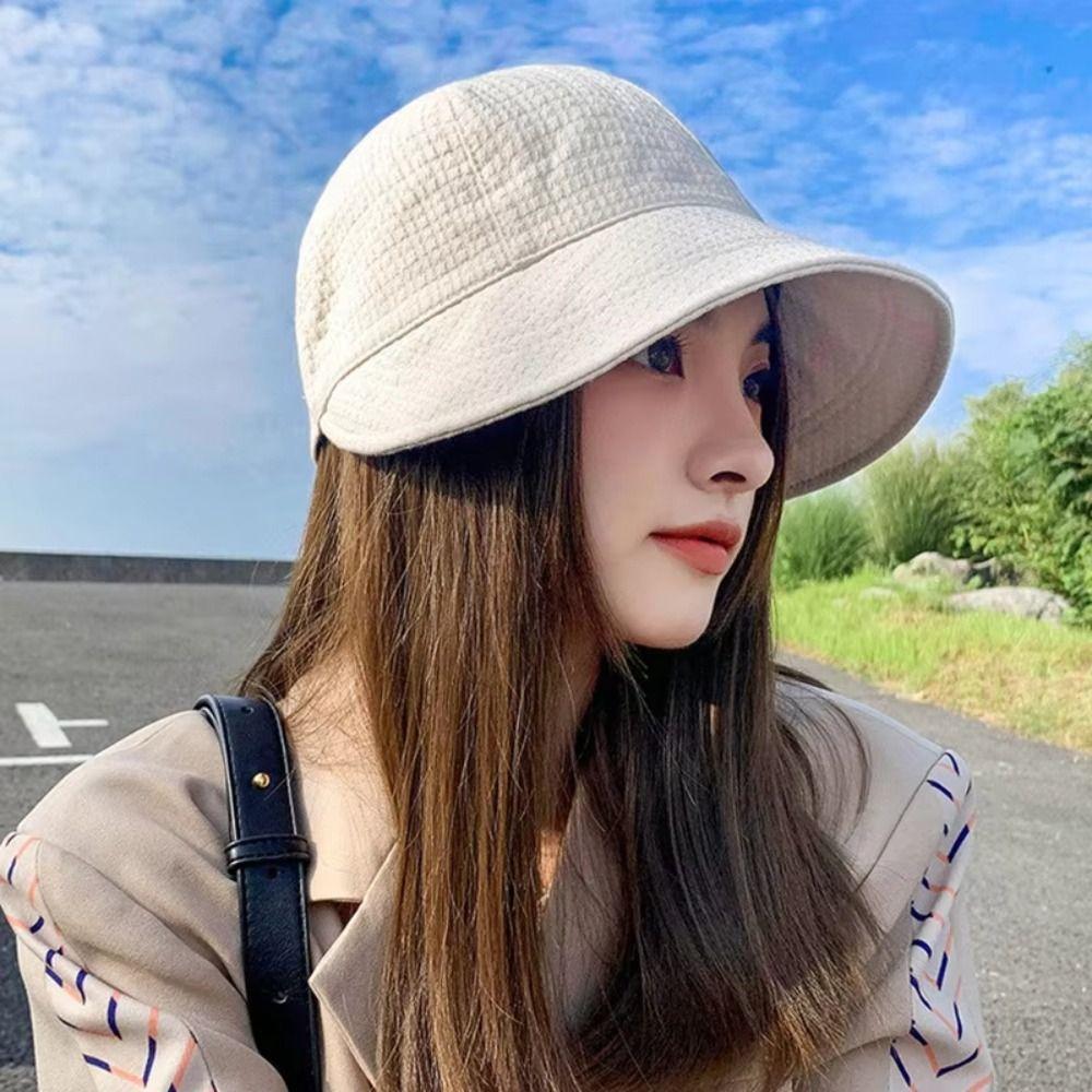 Quick-drying Waffle Bucket Hat Anti-UV Wide Brim Sun Hat Fashion Fisherman Hat  Travel