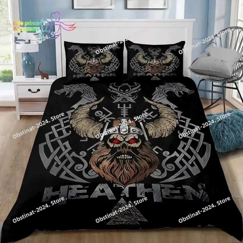 Wikinger Muster Nordische Mythologie Rabe Bettwäsche Set Einzelbett Doppelbett Full Queen King Size Bettwäsche Set Erwachsener Kinder Schlafzimmer 3D Druck