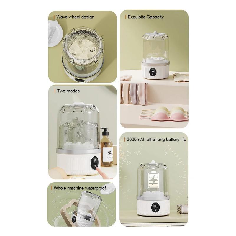 Underwear Washer with Laundry Cup Cordless Small Washing Machine Rechargeable Portable Washing Machine for Bra Underwear Socks