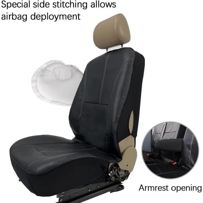 Housses de siège - TOYOUN - Similicuir - Compatible airbag - Lot de 3 pièces