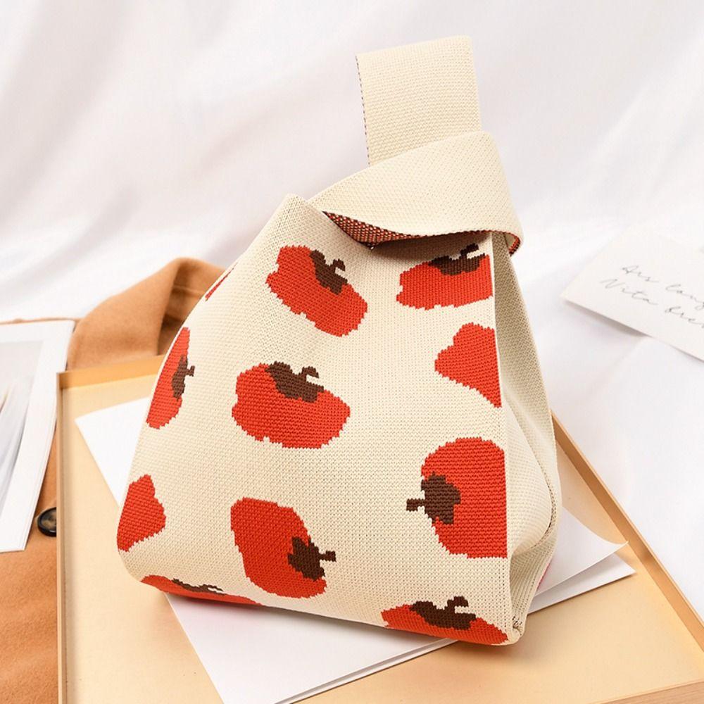 Mini Shoulder Bag Women Girls Knot Wrist Bag Handmade Knit Tote Bag
