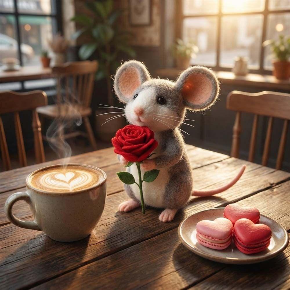 Wool Felt Mouse Ornaments Handmade Felt Valentines Day Decor  Anniversary Gift