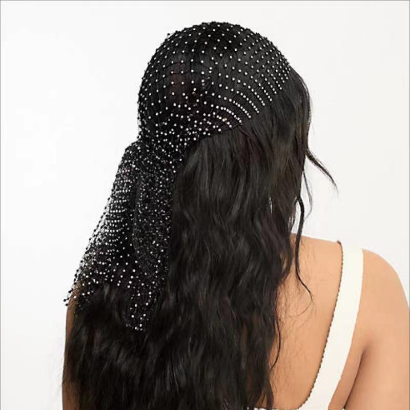 Shimmering Rhinestone Fishnet Hat: Handmade, Hollow Design for Parties