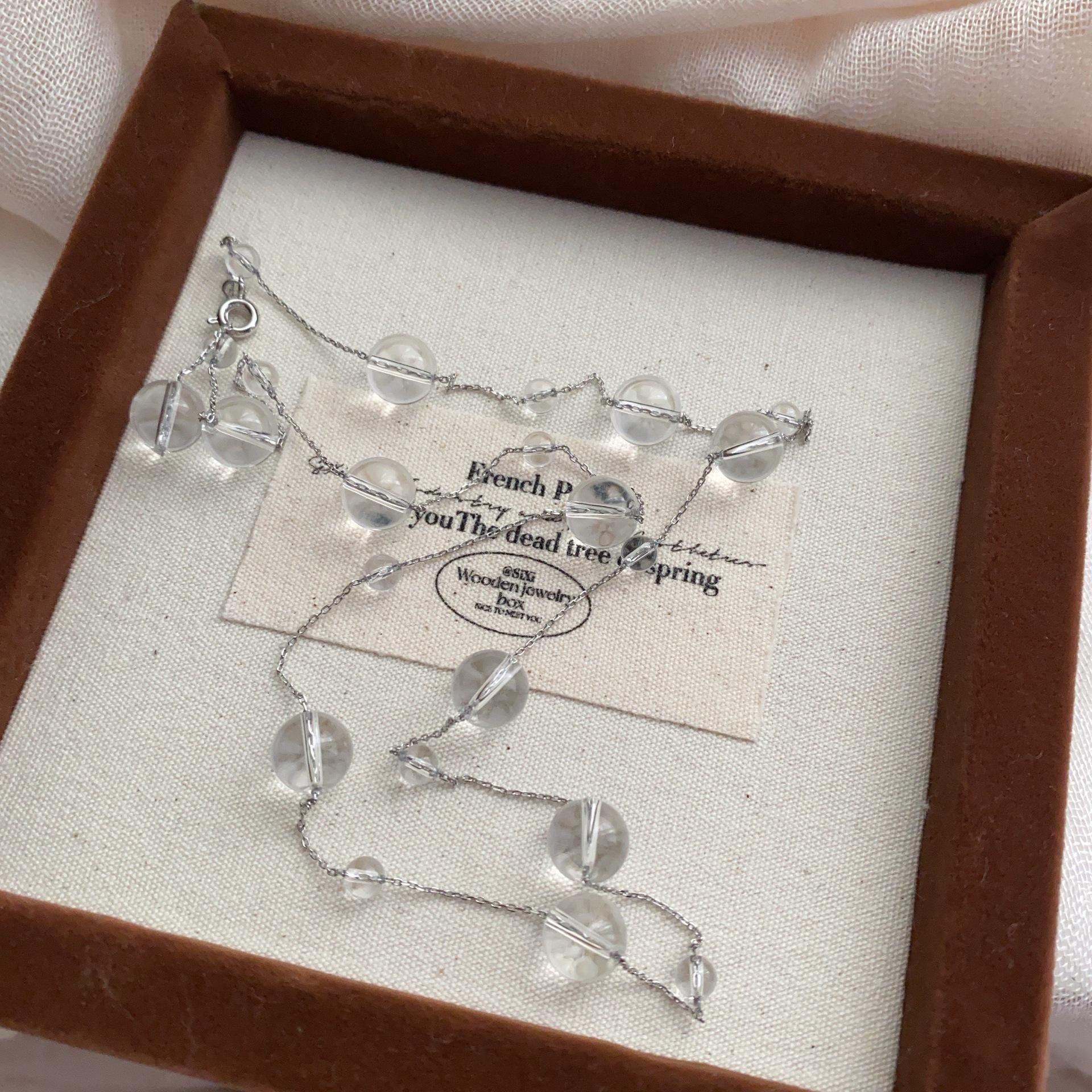 

Niche Design Morning Dew Necklace Glazed Transparent Beads Suspended Beads Clavicle Light Luxury Temperament Neck Chain Women