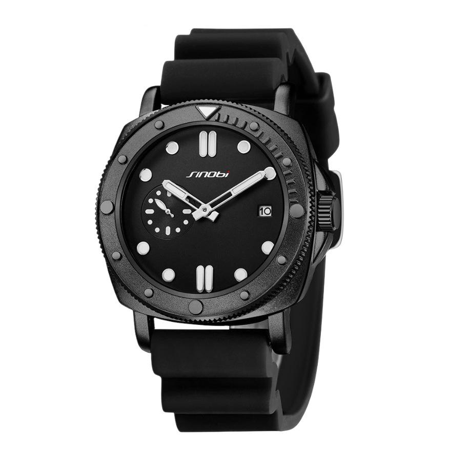 Sinobi Men's Waterproof Quartz Watch with Luminous Silicone Strap - Fashion Sports & Business Wristwatch
