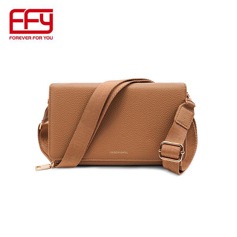 Women's Medium Crossbody Bag: Simple, Versatile, Large-Capacity, High-Grade Soft Leather, Commuter-Friendly Square Design.