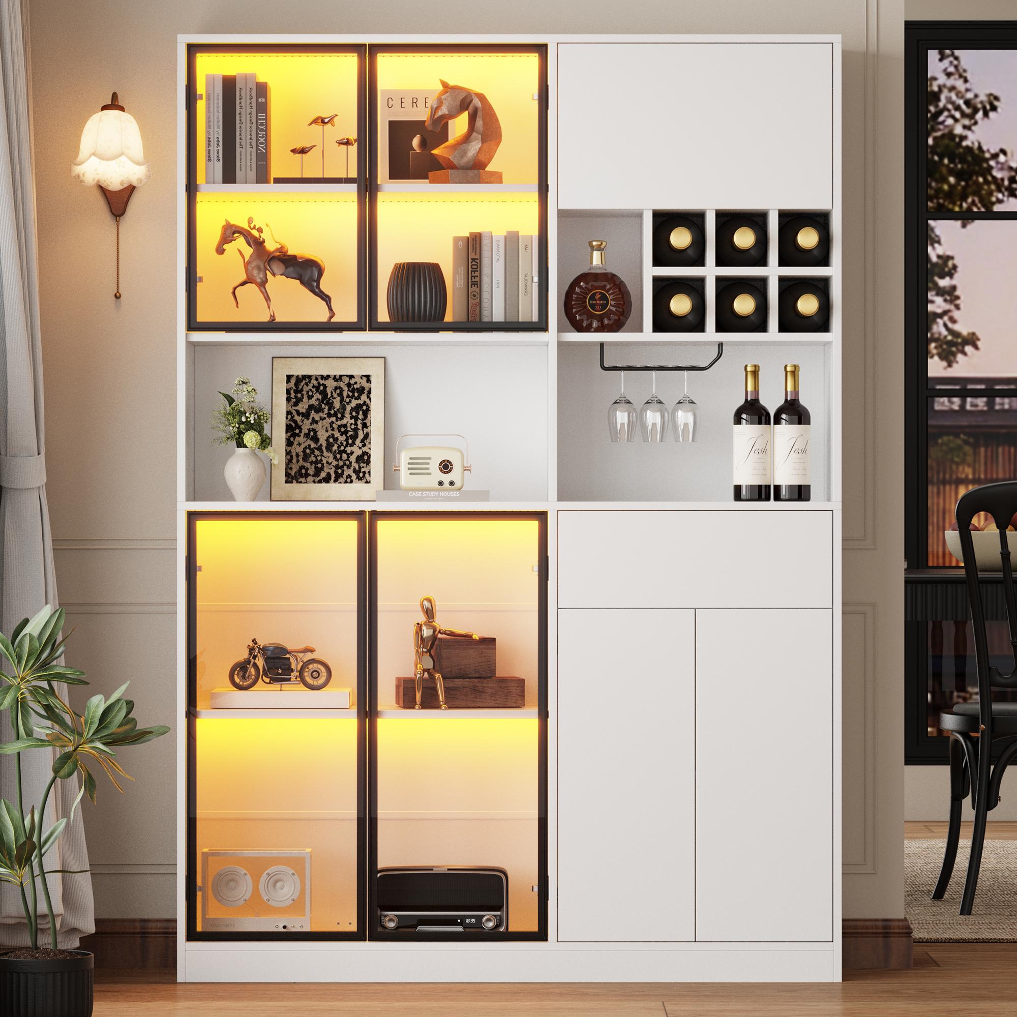 140x30x200cm Display Cabinet, Freestanding with 1