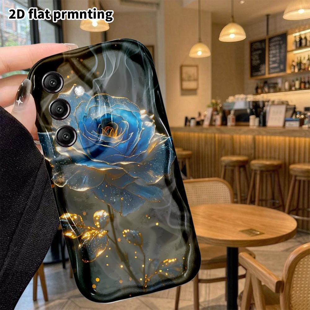 Phone case: 2D flat Samsung Galaxy A34 A35 S20 S22 S21 FE Plus Ultra protective case, ice blue rose, Christmas and Halloween gift