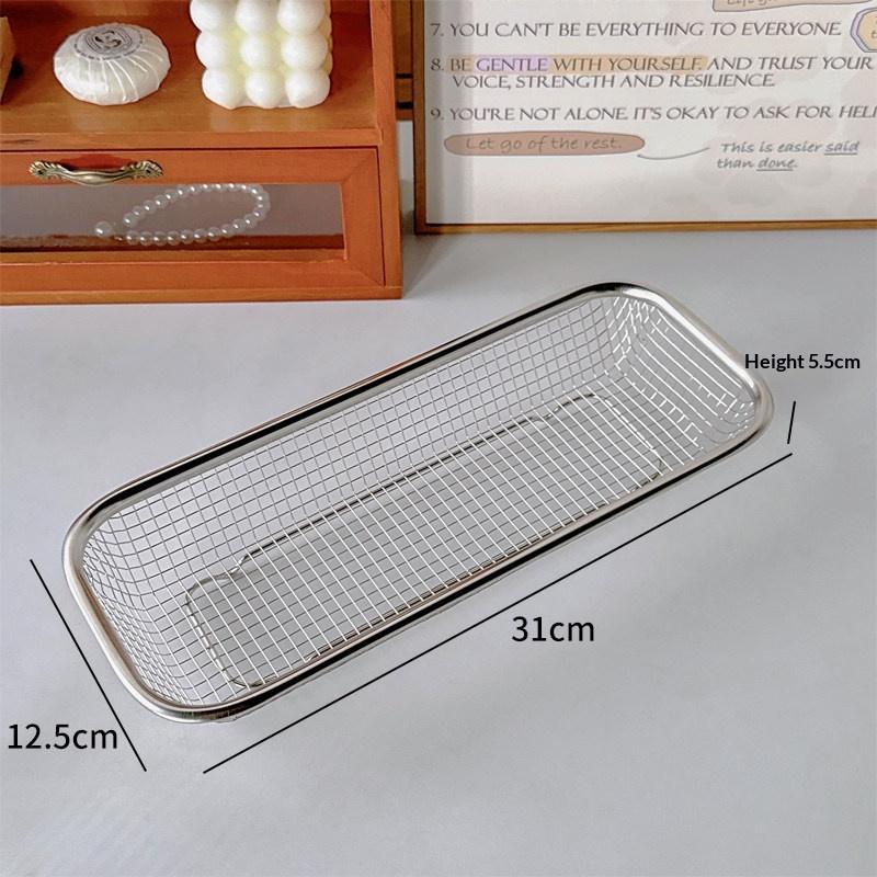 

Stainless Steel Mesh Fruit Basket Rectangular Wire Storage Tray Kitchen Vegetable Washing Basket For Countertop A1