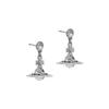Vivienne Westwood New Petite Orb Transparent Saturn Pendant Earrings Women Earrings Brass Silver 6202003202P019P019