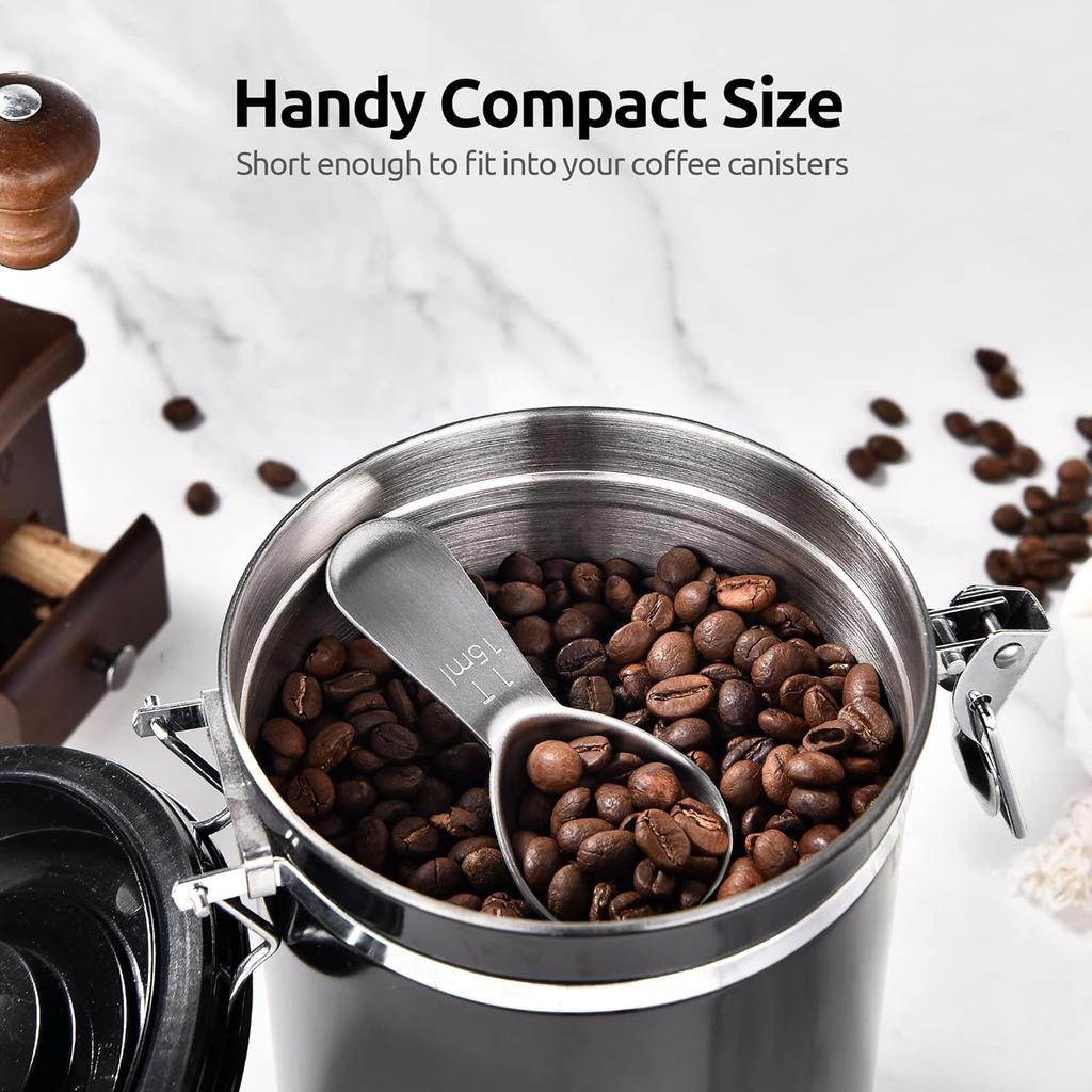 Coffee Scoop - 304 Stainless Steel Metal Measuring Spoon with Short Handle for Ground Coffee, Beans, Powder, Espresso (15ml/30ml)