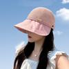 Women Summer Sun Hat Solid Color Mesh Breathable Wide Brim Sunscreen Cap Ladies Girls Outdoor Travel Foldable Visor Cap