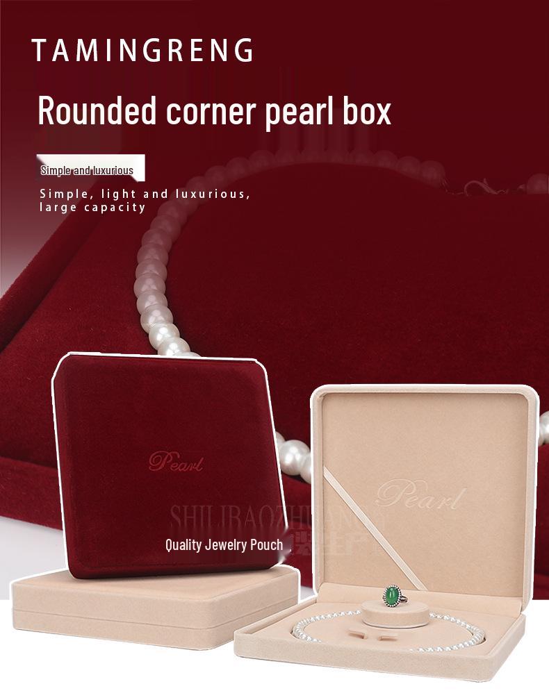 Velvet Pearl Necklace Jewelry Set Box - Mother's Day Gift Packaging and Storage Box