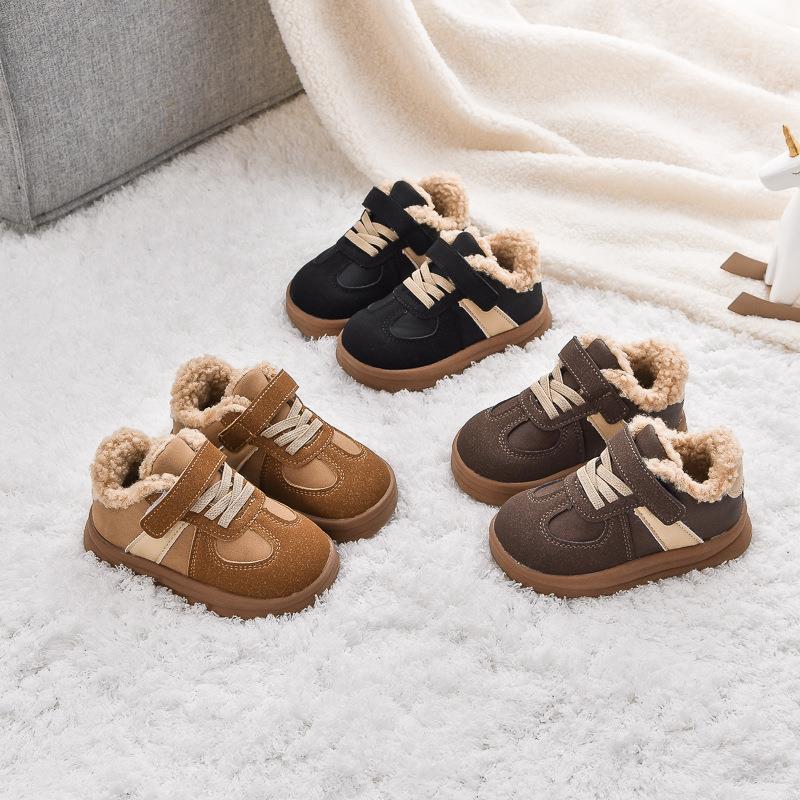 Kids' Fleece-lined Skate Shoes 2025: Boys' & Girls' Fashionable Autumn/Winter Lambswool & Cotton Casual Footwear