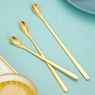 1Pz Cucchiaio Mescolatore Manico Lungo in Acciaio Inossidabile Cucchiaini Caffè Tè Cucchiaio Dessert Bacchetta Mescolatrice Cucchiaino Minuscolo Accessori Cucina