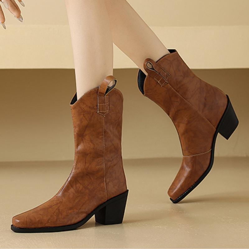 Vintage Ankle Boots for Women Autumn Winter Black Brown Short Boot Wedge Low Heels Footwear Riding Shoes Ladies Brand Large Size