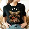 Damska Vintage Dark Academia Goblincore Ćma Fazy Księżyca Grzyby Vintage Cottagecore Estetyka Unisex Góra Krótki Rękaw Streetwear