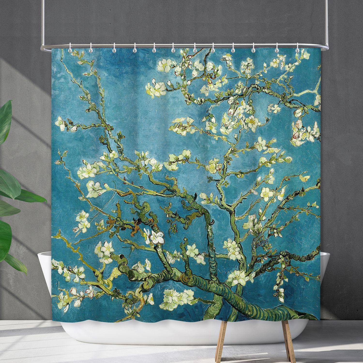 

Shower Curtain Waterproof And Mildew-Proof 3D Digital Printing Plant Flower And Grass Shower Curtain Bathroom Partition Curtain Shower curtain 90 * 180