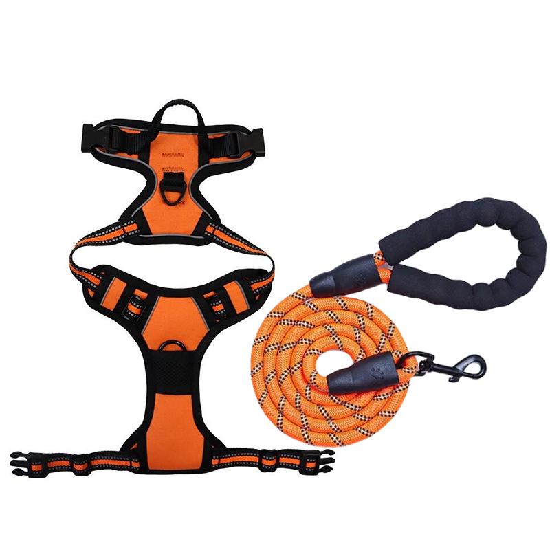 Dog Nylon Chest Harness and Leash for Large Pets