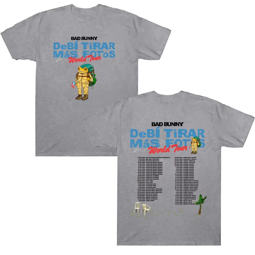 Bad Bunny Debí Tirar Más Fotos World Tour 2026 T-Shirt Rapper Bad Bunny Baumwoll-Tee Männer Frauen Hip Hop Übergroßes T-Shirt Streetwear