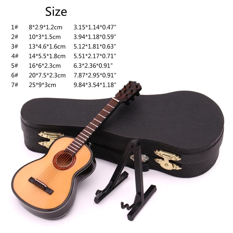Miniature Guitar with Stand & Storage for Case Replica Ornament Bass Guitar Replica Mini Model Dollhouse Decoration Kid