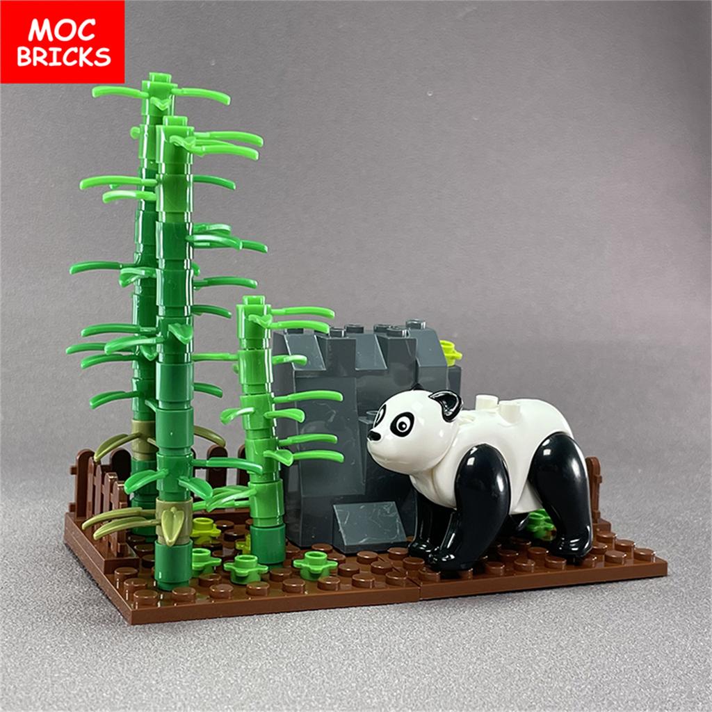 Briques MOC Forêt de Bambous Rocaille Montagneuse Pierre Panda Géant Briques de Construction Compatibles Particules Assemblables Jouets pour Enfants